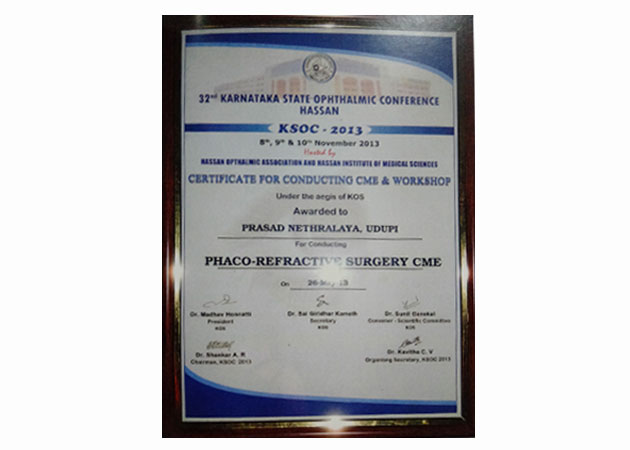 Felicitated at the Karnataka State Ophthalmological Society Conference 2017 in Hassan