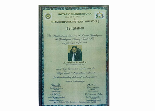 Felicitation with Achievement Award By Rotary Club Udupi in 2007