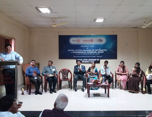 Opening Ceremony of Rotract Club at Netra Jyothi College Udupi, in 2017