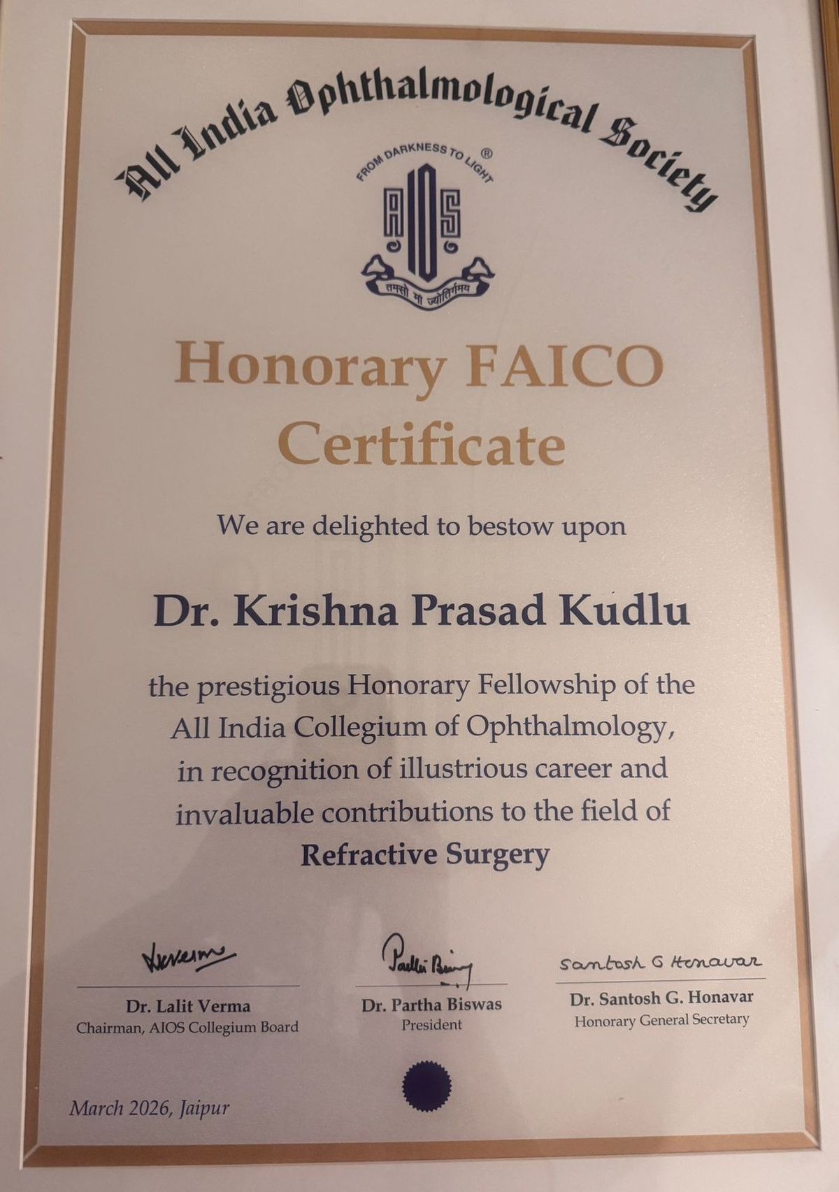 FAICO certificate